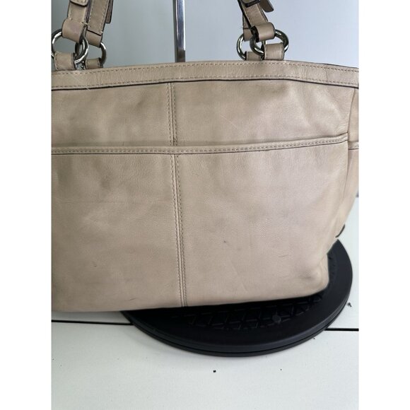 Coach F17721 Gallery Leather Shoulder Handbag Tote Purse Beige - Picture 6 of 16